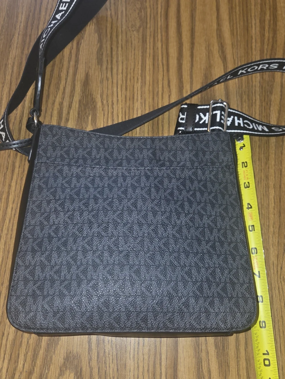 Michael Kors Black Logo-Print Crossbody Bag with Branded Strap
